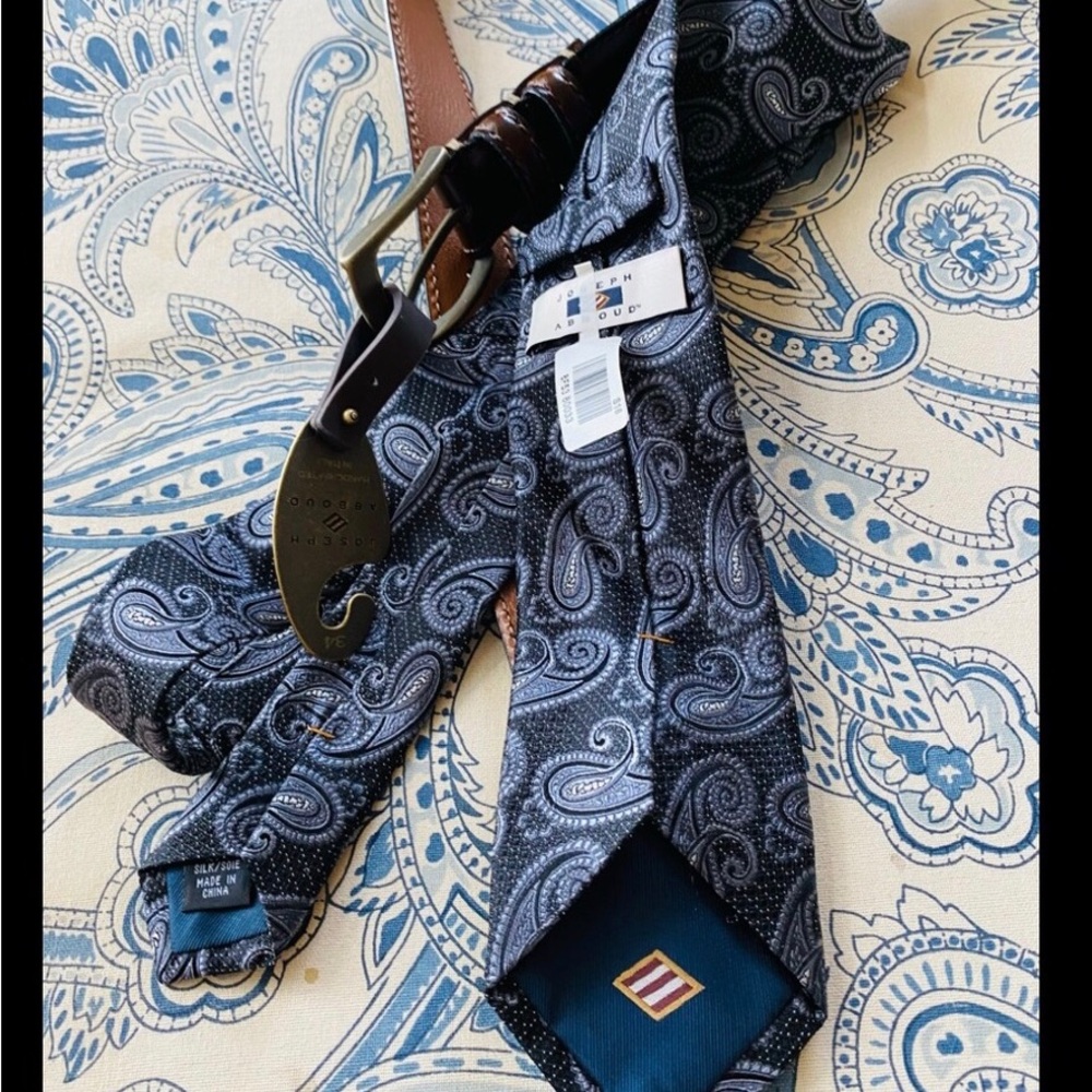 Joseph Abboud brown belt and Tie